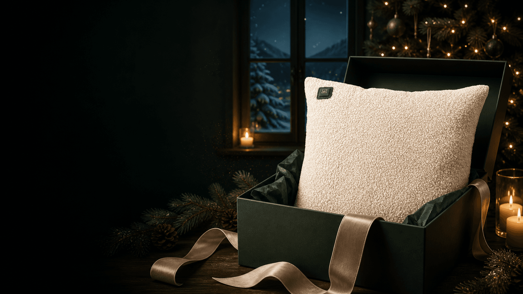 Echt Warmpi Teddy off-white warmtekussen in een luxe groen kerstpakket